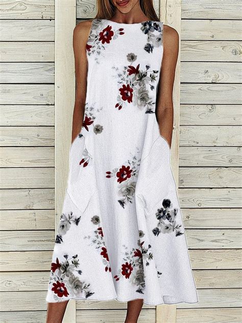 Sleeveless Casual Shift Floral Dresses Zolucky