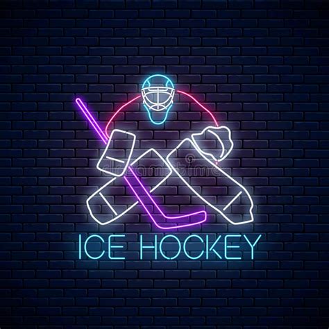 Hockey Championship Neon Sign With Hockey Sticks And Puck Ice Hockey