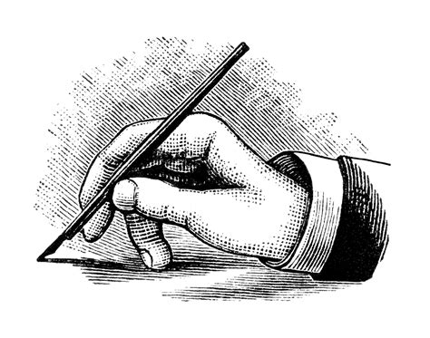Hand Holding And Writing With Pen Clip Art Old Design