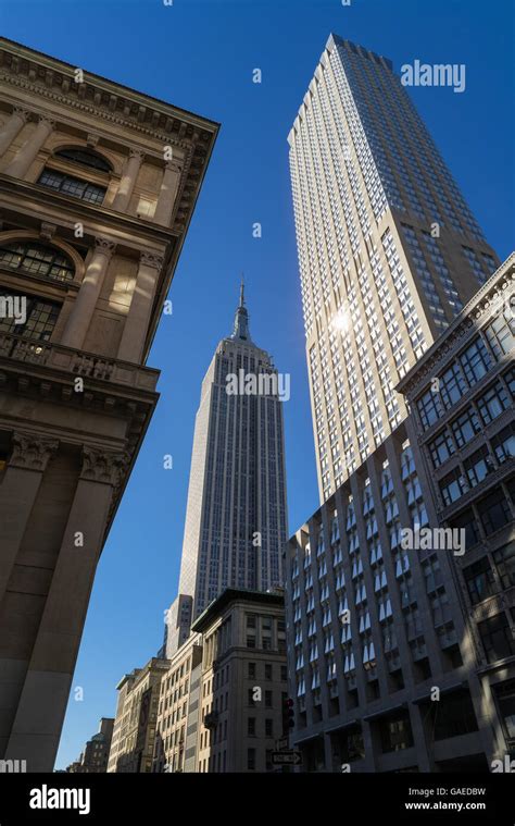 Morgenlicht Auf Das Empire State Building Und Andere Wolkenkratzer Auf