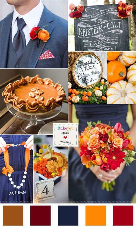 Orange Navy Blue Wedding Colour Palette For Autumn Wedding Wedding