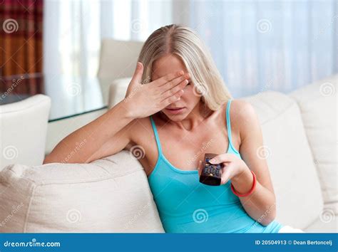 Girl With Remote Control Stock Image Image Of Female 20504913