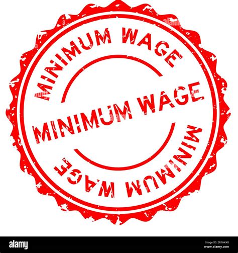 Grunge Red Minimum Wage Word Round Rubber Seal Stamp On White