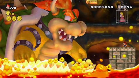 New Super Mario Bros Wii Final Castle Final Boss Ending Small Mario No Power Ups YouTube