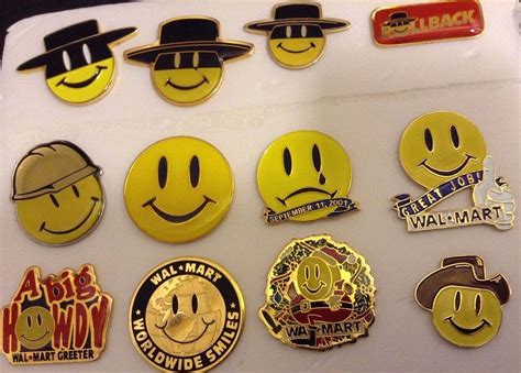 Lot Of 12 Walmart Smiley Face Metal And Enamel Employee Lapel Pin Pinback
