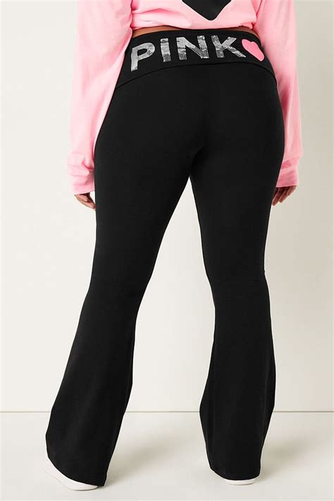 buy victoria s secret pink foldover flare legging from the victoria s secret uk online shop