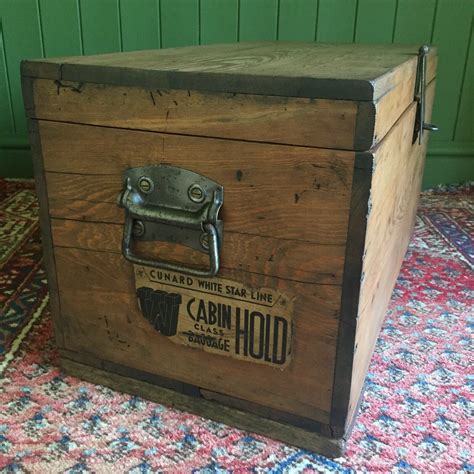Reclaimed Vintage Wooden Chest Old Rustic Industrial Storage Trunk Pine