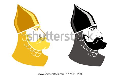 Russian Epic Hero Bogatyr Helmet Beard Stock Vector Royalty Free