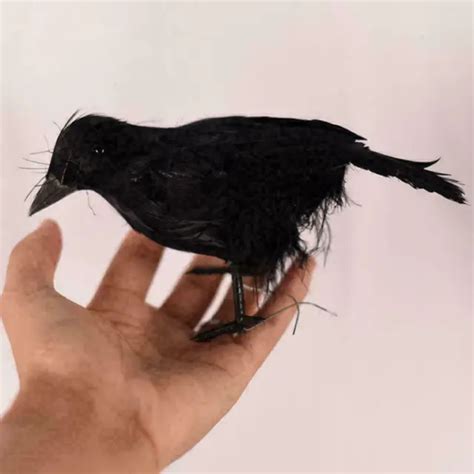 Black Lifesize Raven Movie Prop Fake Crow Halloween Hunting Decor Bird