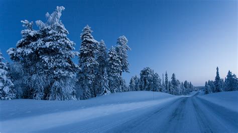Finland Winter Roads Snow Trees Nature Wallpapers Hd Desktop And