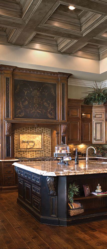 Beautiful Old World Style Kitchen With Deep Coffered Ceilings Sweet