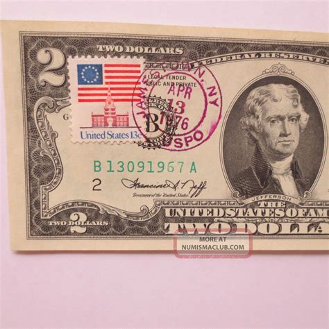 2 Dollar Bill 1976 With Stamp And Postmark