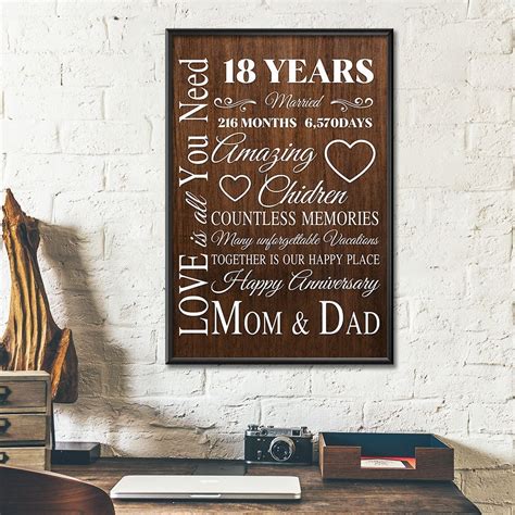 18th Wedding Anniversary Ts Poster For Parent Couple Mom And Dad