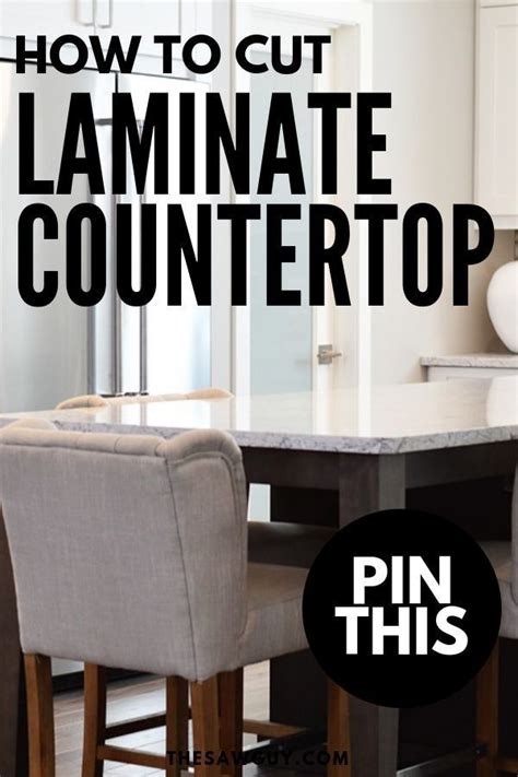 Cut laminate to fit cabinets. #thesawguy #DIYkitchencounter #laminatecountertop # ...