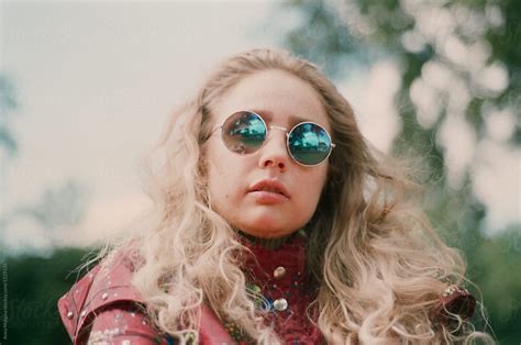 A Blond Woman With Vintage Glasses By Stocksy Contributor Anna