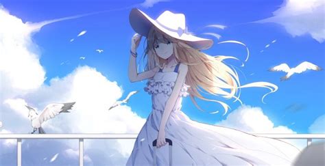 Wallpaper Anime Girl White Dress Beautiful Desktop Wallpaper Hd