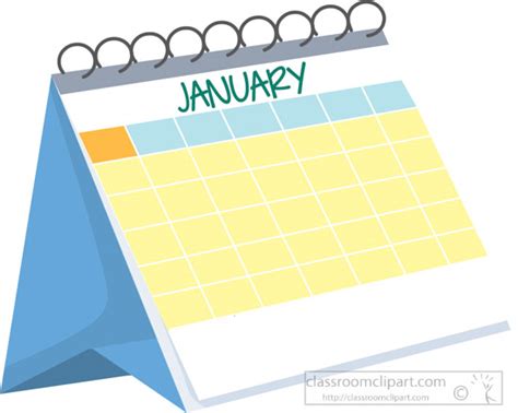 Calendar Clipart Monthly Desk Calendar January White Clipart
