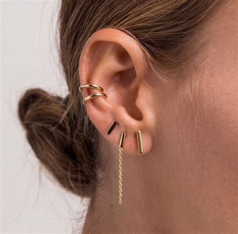 Chain Earrings Gold Plated Chain Earrings Minimal Earrings Etsy