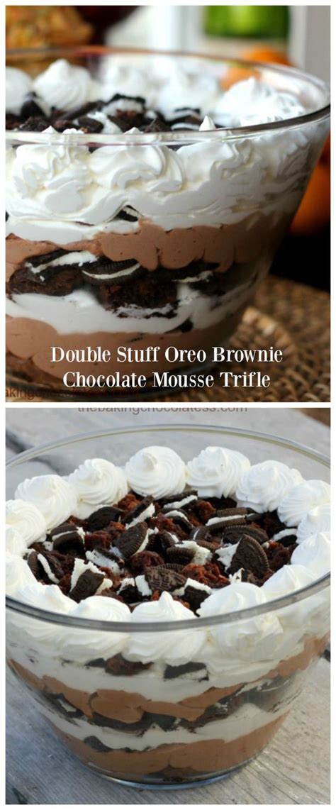 Boxes instant chocolate pudding mix or 4 boxes chocolate mousse mix. Double Stuff Oreo Brownie Chocolate Mousse Trifle | Recipe ...