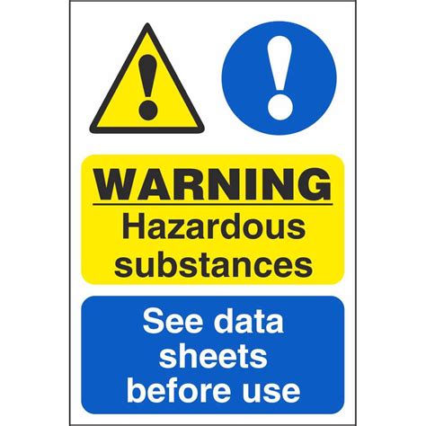 Warning Hazardous Substance See Data Sheets Before Use Signs Chemical