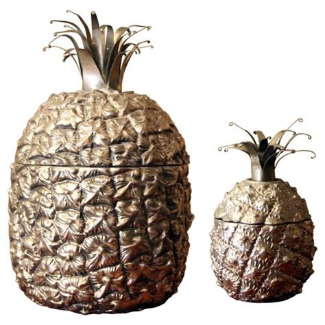 Seau Glace Et Sucrier Ananas Argent Mid Century Italie S Set De En Vente Sur Pamono