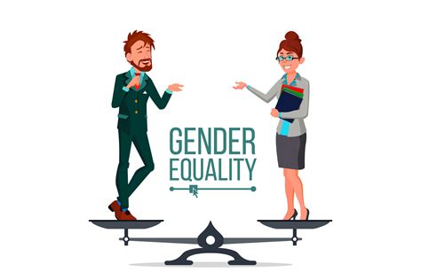 Gender Equality Vector Man And Woman Standing On Scales Equal Rights
