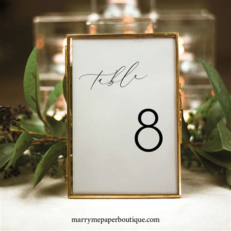 Table Number Sign Template Luxury Calligraphy Elegant Table Number