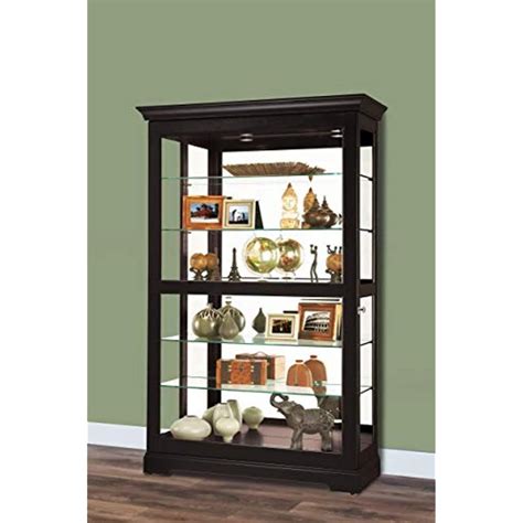 Howard Miller Kane II Curio Cabinet Black Satin Finish Home Decor Five Glass Shelves