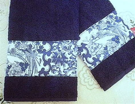 Shop for navy blue hand towels online at target. PORCELAIN BLUE on NAVY Custom Decorated Hand Towels by ...