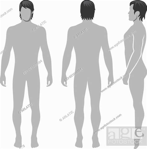 Fashion Man Full Length Template Figure Silhouette Front Side And Back