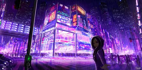 Cyberpunk Cityscape Girl Digital Art Hd Artist 4k Wallpapers Images