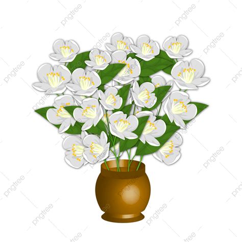 Gambar Ilustrasi Periuk Bunga Melati 3d Bunga Melati Bunga Ser Bunga