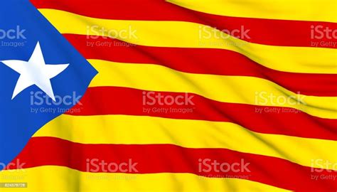 Flag Of Catalonia Waving Stock Photo Download Image Now Estelada