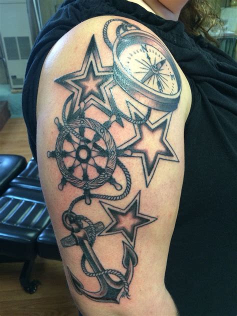 Anchor Helm Stars Compass Nautical Tattoo Nautical
