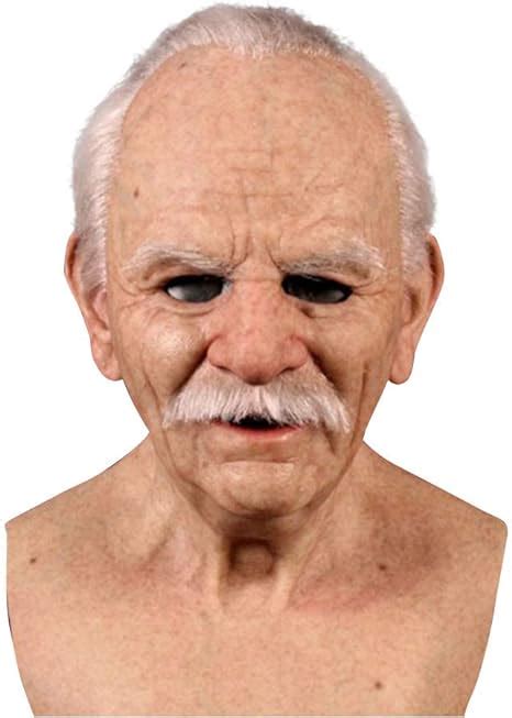 Funic Creepy Old Man Mask Halloween Realistic Human Wrinkle Scary Latex