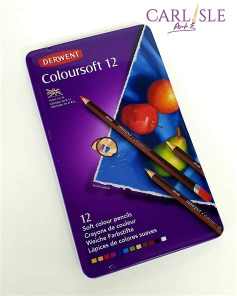Derwent Coloursoft Coloured Pencil Set Of 12 Tin Set
