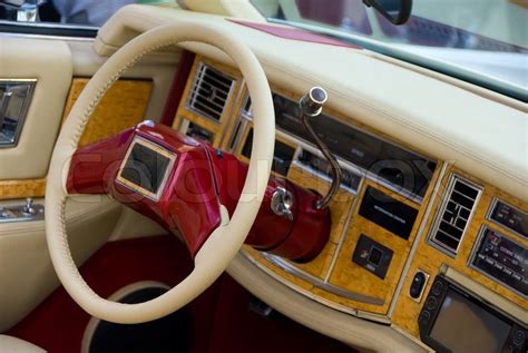 Leather Interior Beige Old Classic Car Stock Photo Colourbox