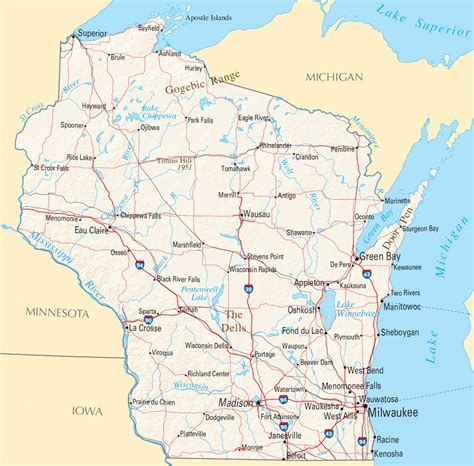 Wisconsin State Road Map Glossy Poster Picture Photo Banner Etsy