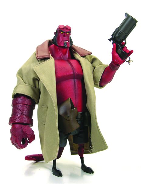 Mar084496 Hellboy Animated 10 In Roto Figure Wtrenchcoat Previews