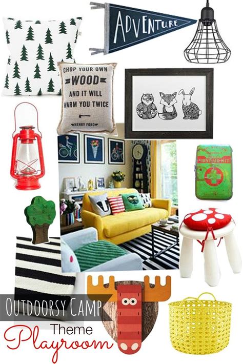 Outdoorsy Camp Themed Playroom Camping Theme Room Camping Theme
