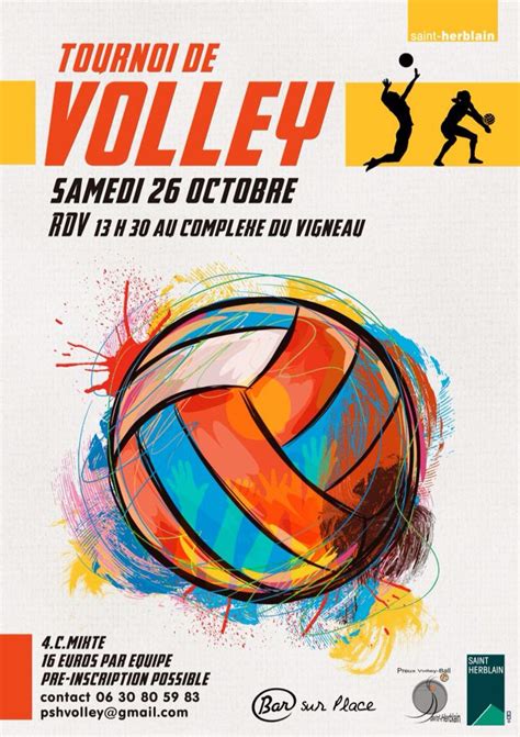Affiche Sympa Dun Tournoi De Volley Bola Voli Seni Geometris Desain