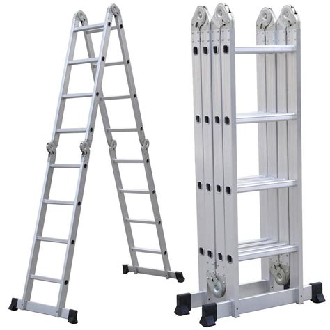 155 Ft Folding Ladder Aluminum Multi Purpose Extension Ladders
