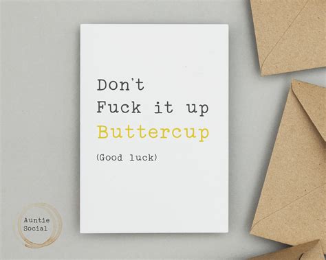 Good Luck Card Dont Fuck It Up Buttercup Etsy Uk