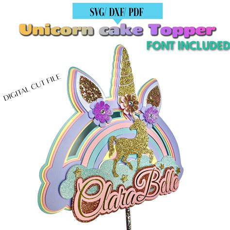 Unicorn Cake Topper Svg Unicorn Topper Instant Download File Etsy Ireland