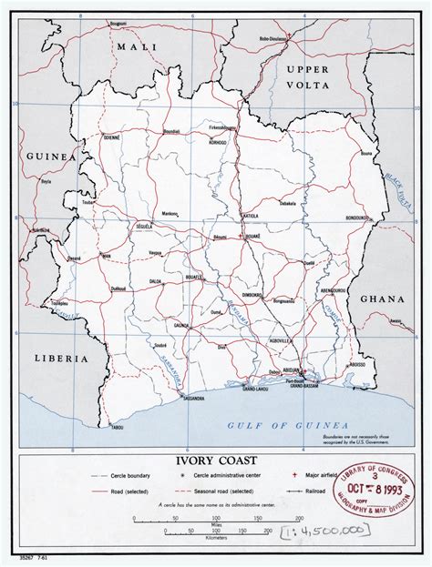 Large Scale Political And Administrative Map Of Ivory Coast With Roads