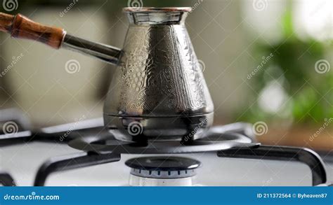 Turkish Coffee In Copper Cezve At Gas Stove Stock Footage Video Of