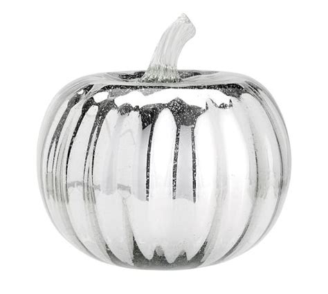 This gem glass pumpkin is not just perfect for fall harvest and halloween, but also good as daily home décor. Mercury Glass Pumpkins - Silver | Pottery Barn