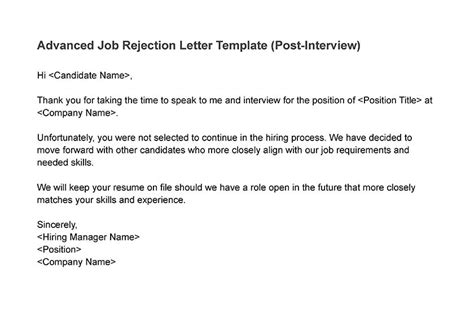 How To Compose A Job Rejection Letter Free Templates