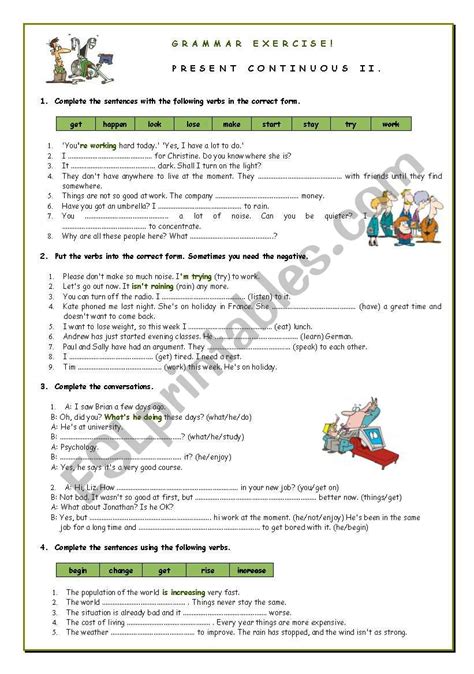 Grammar Exercise Present Continuous II ESL Worksheet By Nkocsonya