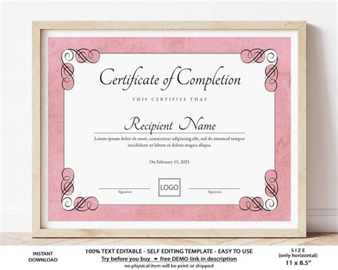 Editable Certificate Of Completion Beauty Training Course Etsy Canada